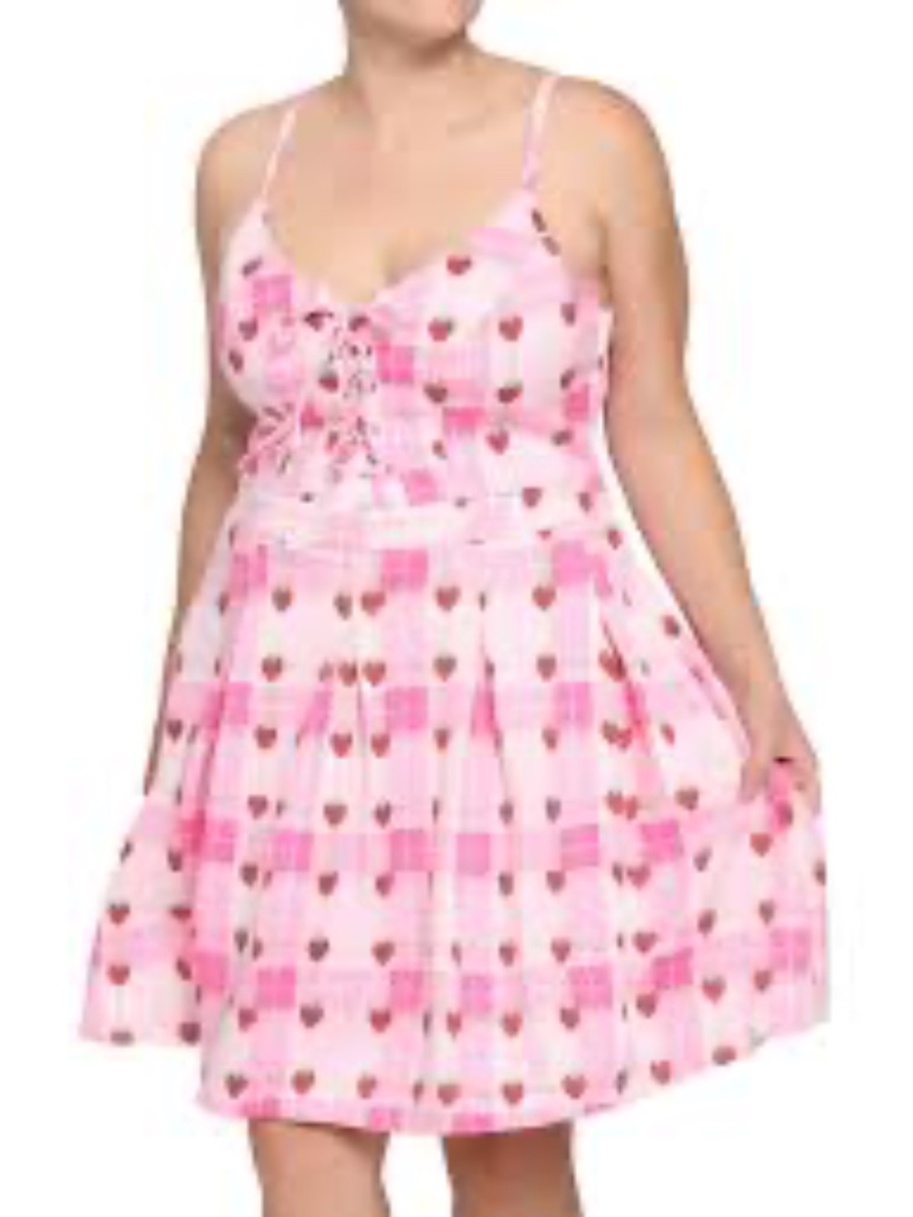 Hot Topic Strawberry Plaid Lace-Up Mini Dress Plus Size 5X Corset Fruit Print